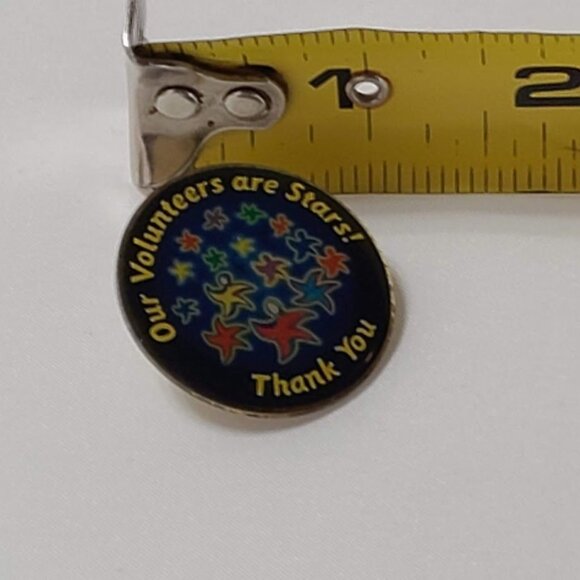 Our Volunteers are Stars Thank You Enamel Lapel Pin Starfish Gold Tone Blue - Picture 6 of 6